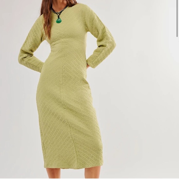 Free People Dresses & Skirts - Free People Women’s Midi Sweater Dress Gabby Green Stretch NWOT M/L